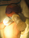 But, at three days old, he can hold his own bottle.